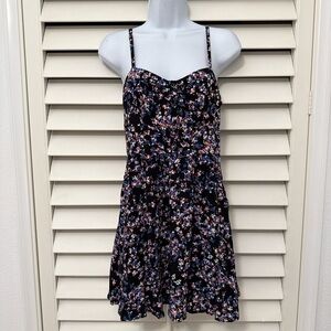 Express Floral Mini Dress - Black and Multicolor